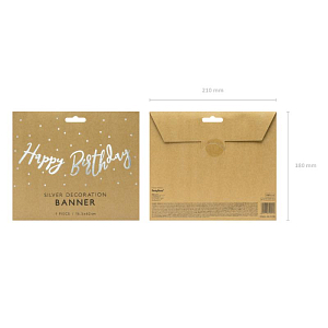 Гирлянда Party Deco "Happy Birthday", серебро, 62 см